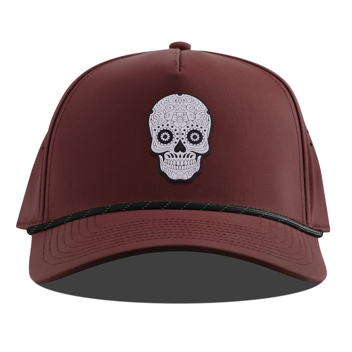 Sugar Skull PVC Curved 5 Panel Rope Maroon