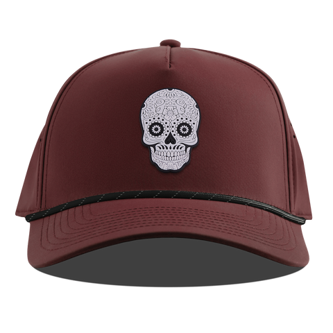 Sugar Skull PVC Curved 5 Panel Rope Maroon
