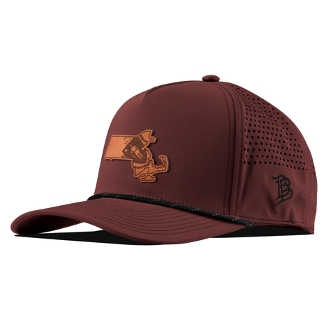 Massachusetts 6 Tan Curved 5 Panel Rope Maroon/Black