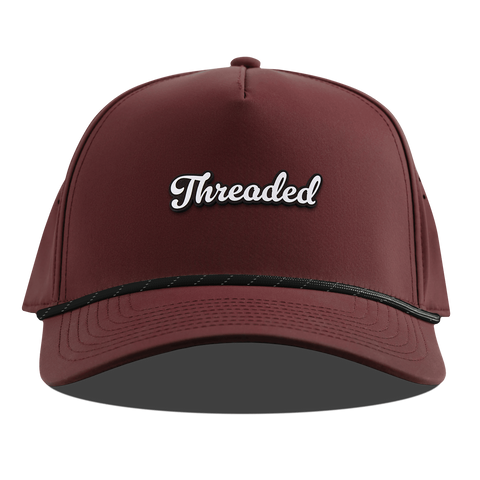 Threaded Script Curved 5 Panel Rope Maroon