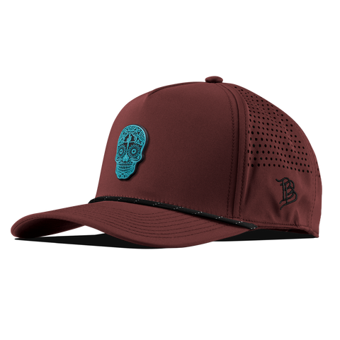 Turquoise Skull PVC Curved 5 Panel Rope Maroon