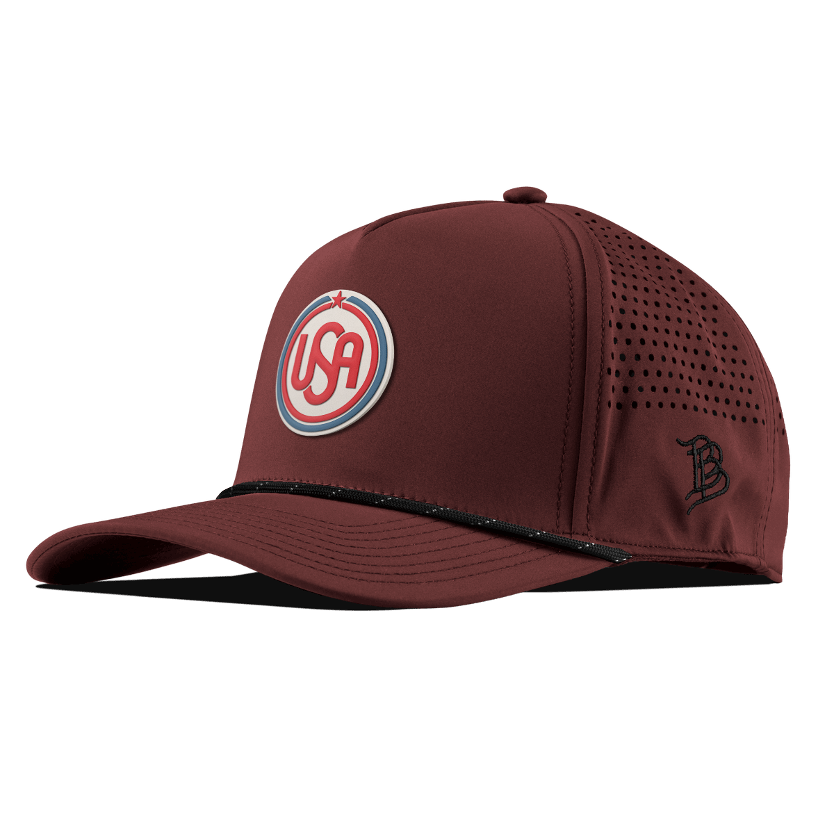 USA Icon Curved 5 Panel Rope Maroon
