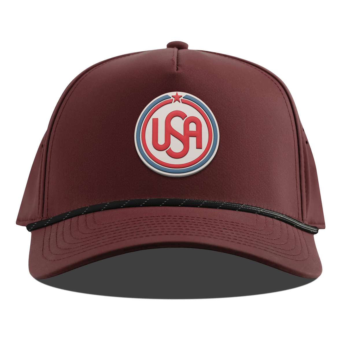 USA Icon Curved 5 Panel Rope Maroon