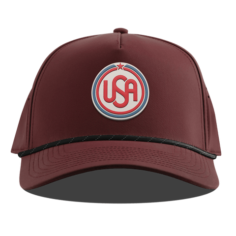 USA Icon Curved 5 Panel Rope Maroon
