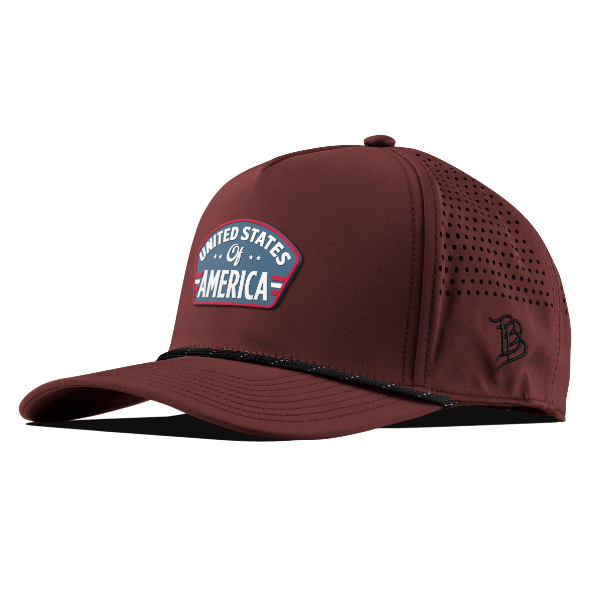 United States of America Badge Curved 5 Panel Rope Maroon