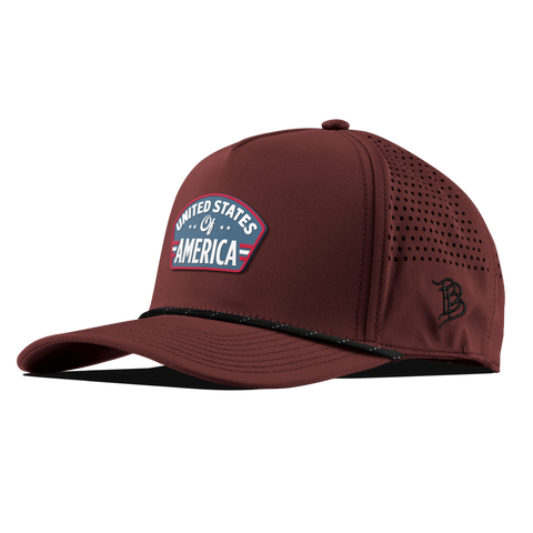 United States of America Badge Curved 5 Panel Rope Maroon