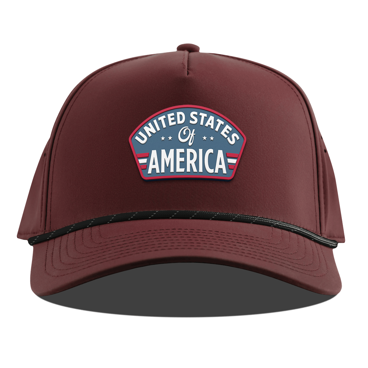United States of America Badge Curved 5 Panel Rope Maroon