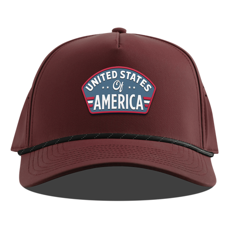 United States of America Badge Curved 5 Panel Rope Maroon