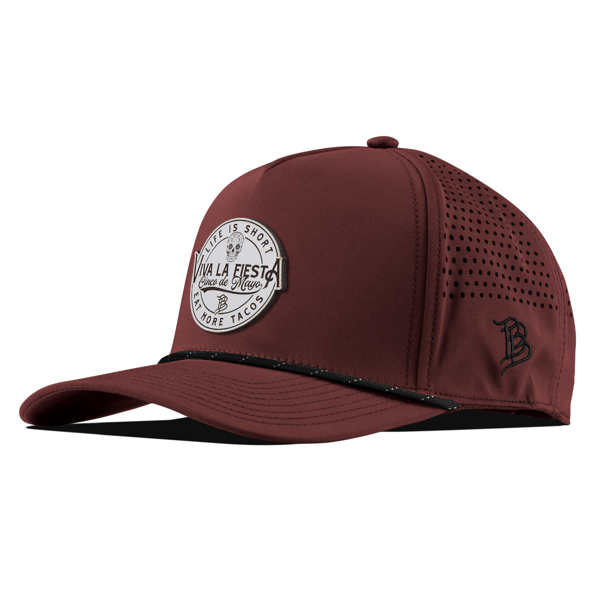 Branded Fiesta Curved 5 Panel Rope Maroon 