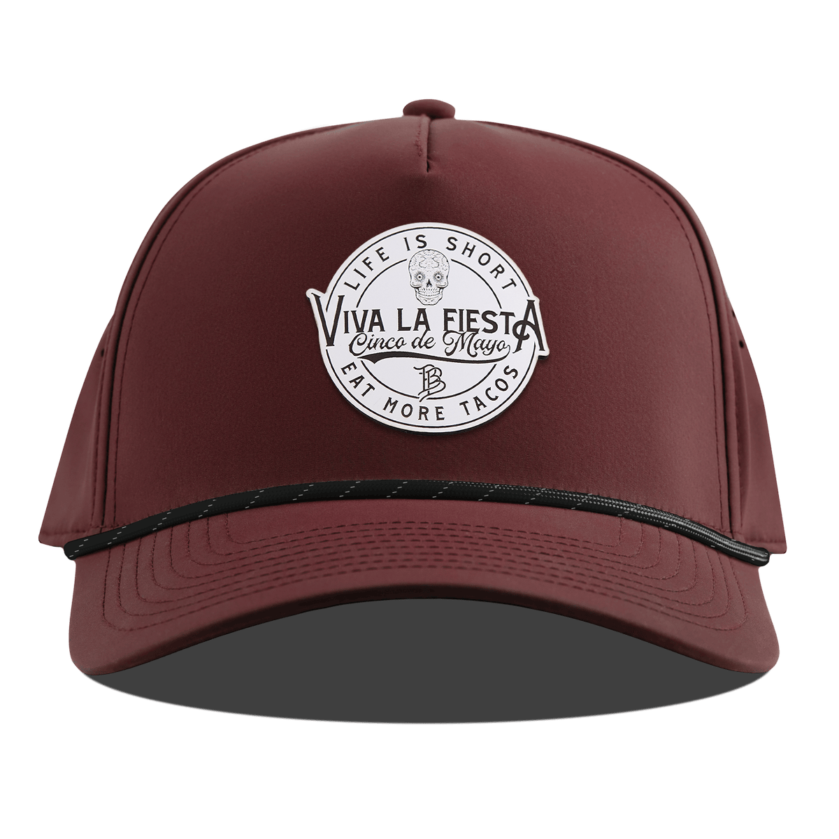 Branded Fiesta Curved 5 Panel Rope Maroon