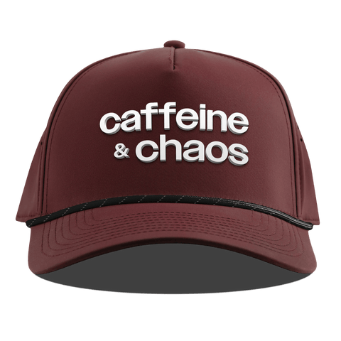 Caffeine & Chaos Curved 5 Panel Rope Maroon