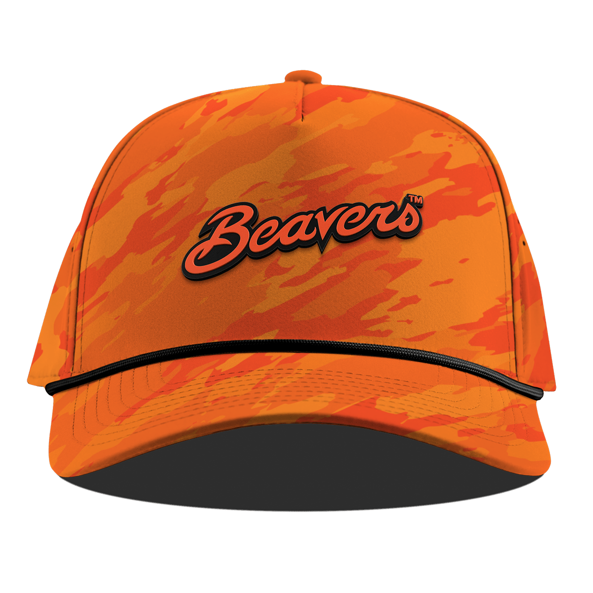 Oregon State University "Beavers Script" Curved 5 Panel Rope Blaze Orange Camo