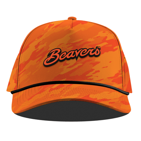 Oregon State University "Beavers Script" Curved 5 Panel Rope Blaze Orange Camo