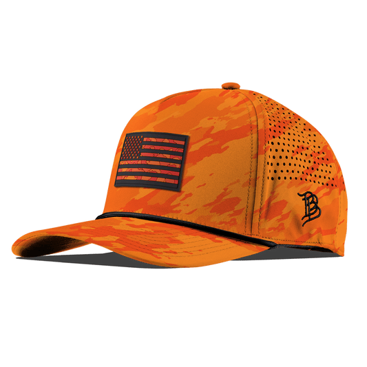 Old Glory Curved 5 Panel Rope Blaze Orange Camo