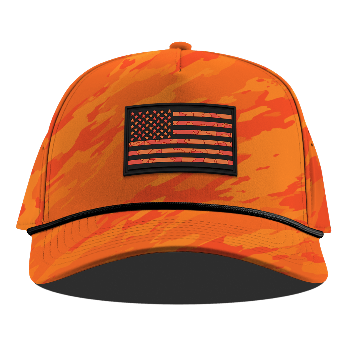 Old Glory Curved 5 Panel Rope Blaze Orange Camo