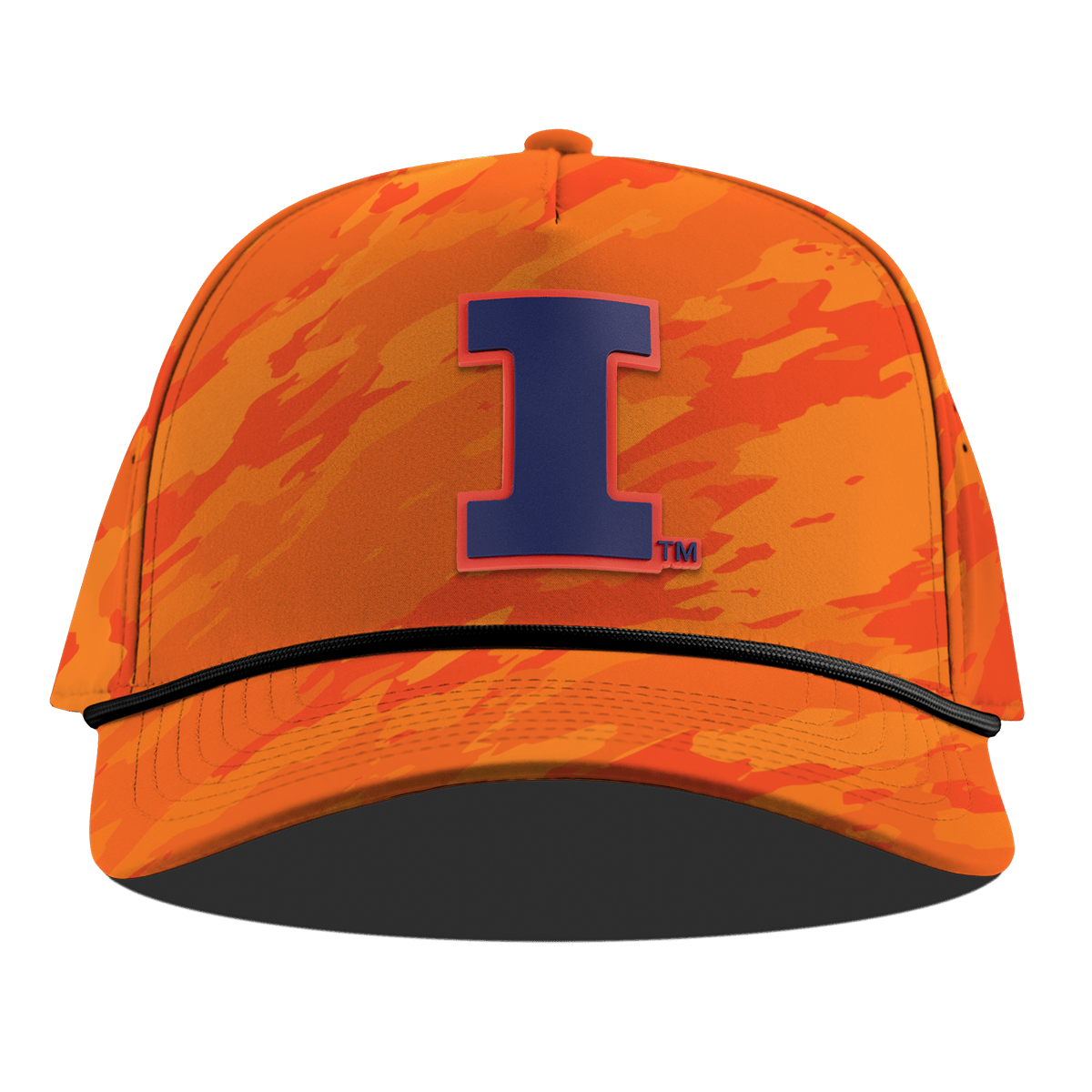 University of Illinois "Fighting Illini Navy" Curved 5 Panel Rope Blaze Orange Camo