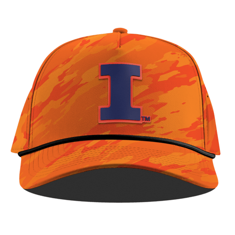 University of Illinois "Fighting Illini Navy" Curved 5 Panel Rope Blaze Orange Camo