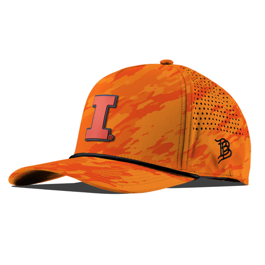 University of Illinois "Fighting Illini Orange" Curved 5 Panel Rope Blaze Orange Camo