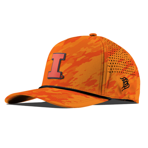 University of Illinois "Fighting Illini Orange" Curved 5 Panel Rope Blaze Orange Camo