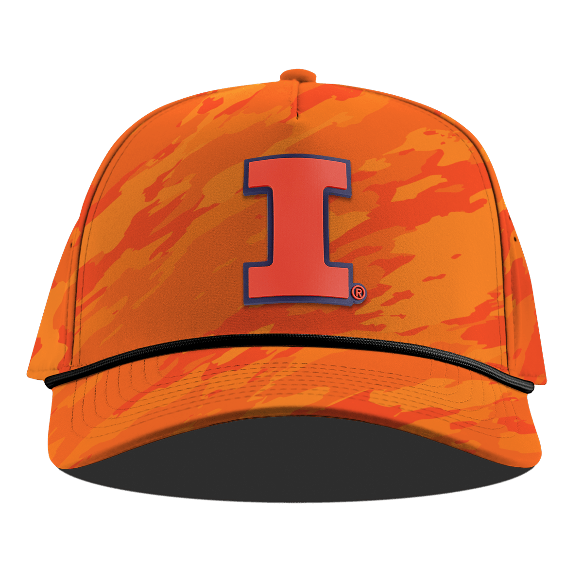 University of Illinois "Fighting Illini Orange" Curved 5 Panel Rope Blaze Orange Camo