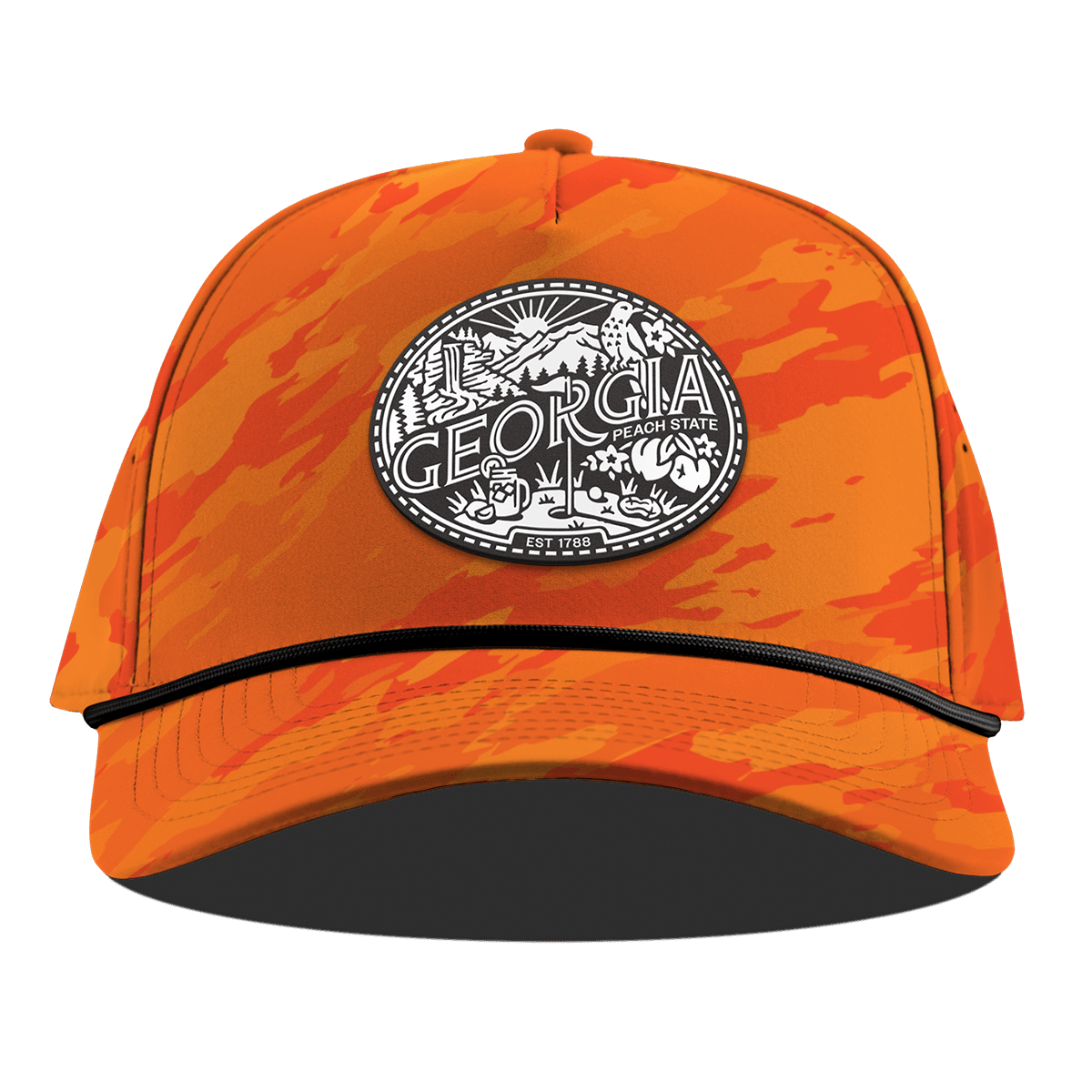 Georgia Traveler Curved 5 Panel Rope Blaze Orange Camo