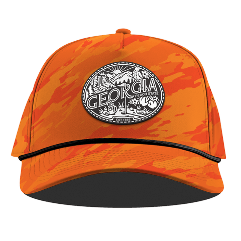 Georgia Traveler Curved 5 Panel Rope Blaze Orange Camo