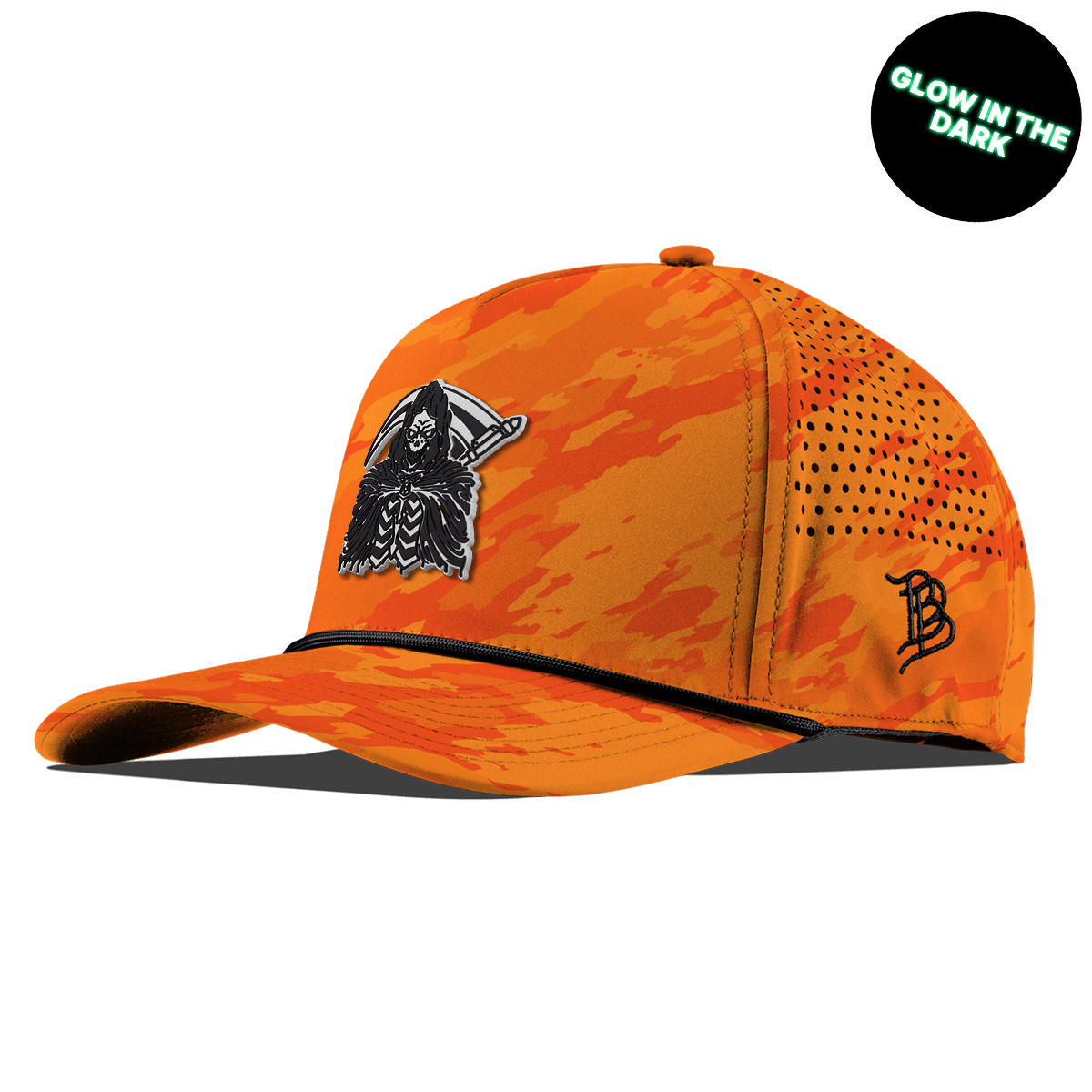 Grim Reaper Glow Curved 5 Panel Rope Blaze Orange Camo