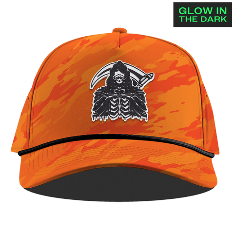 Grim Reaper Glow Curved 5 Panel Rope Blaze Orange Camo