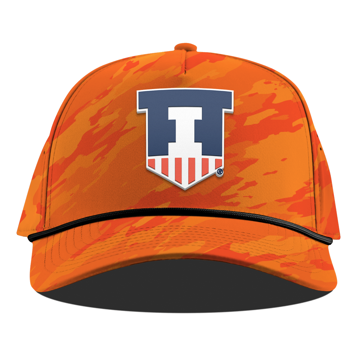 University of Illinois "Illinois Athletics" Curved 5 Panel Rope Blaze Orange Camo
