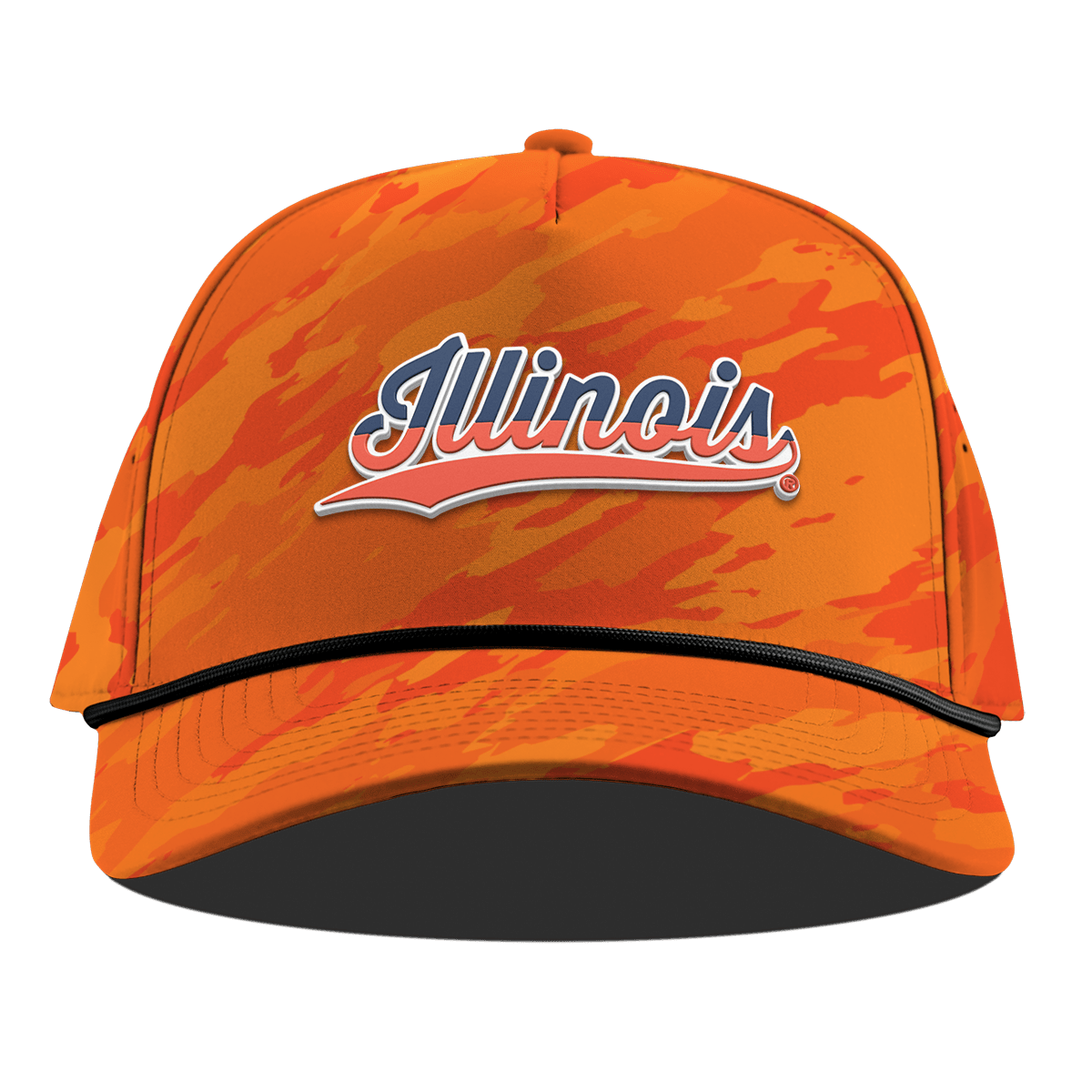 University of Illinois "Illinois Script" Curved 5 Panel Rope Blaze Orange Camo