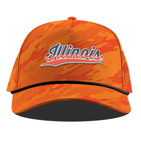University of Illinois "Illinois Script" Curved 5 Panel Rope Blaze Orange Camo