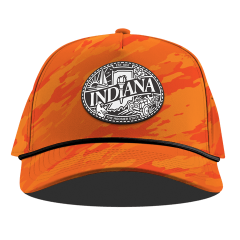 Indiana Traveler Curved 5 Panel Rope Blaze Orange Camo