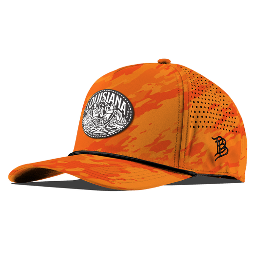 Louisiana Traveler Curved 5 Panel Rope Blaze Orange Camo
