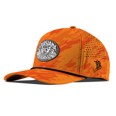 Louisiana Traveler Curved 5 Panel Rope Blaze Orange Camo