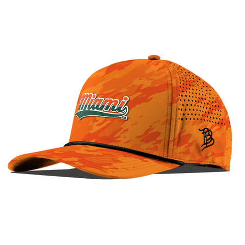 University of Miami "Miami Script" Curved 5 Panel Rope Blaze Orange Camo