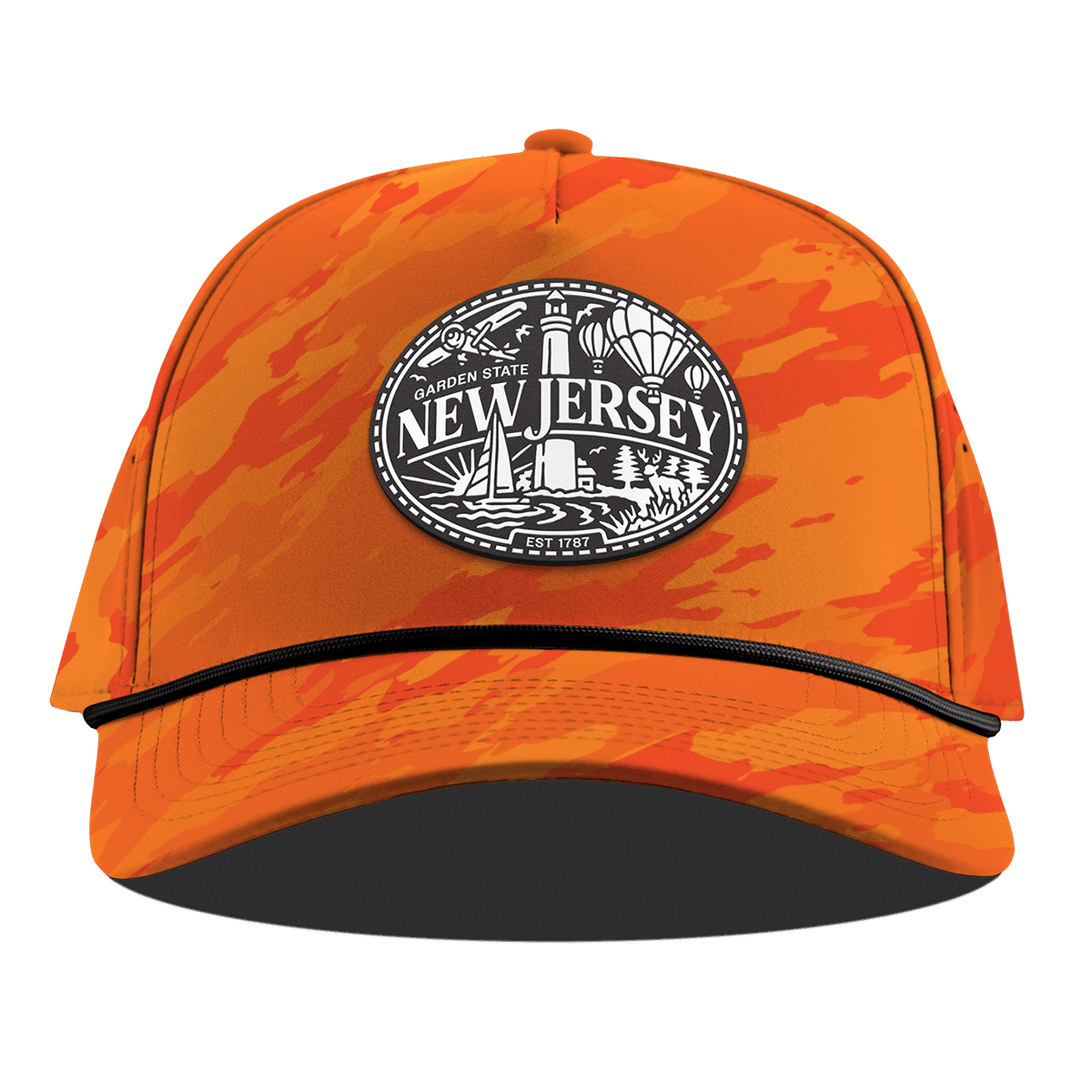 New Jersey Traveler Curved 5 Panel Rope Blaze Orange Camo