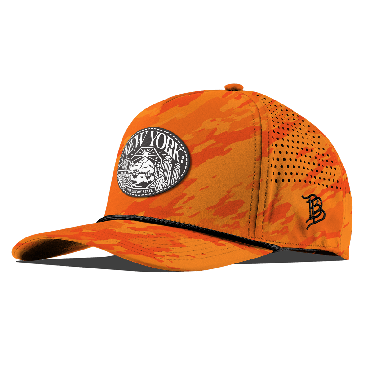 New York Traveler Curved 5 Panel Rope Blaze Orange Camo