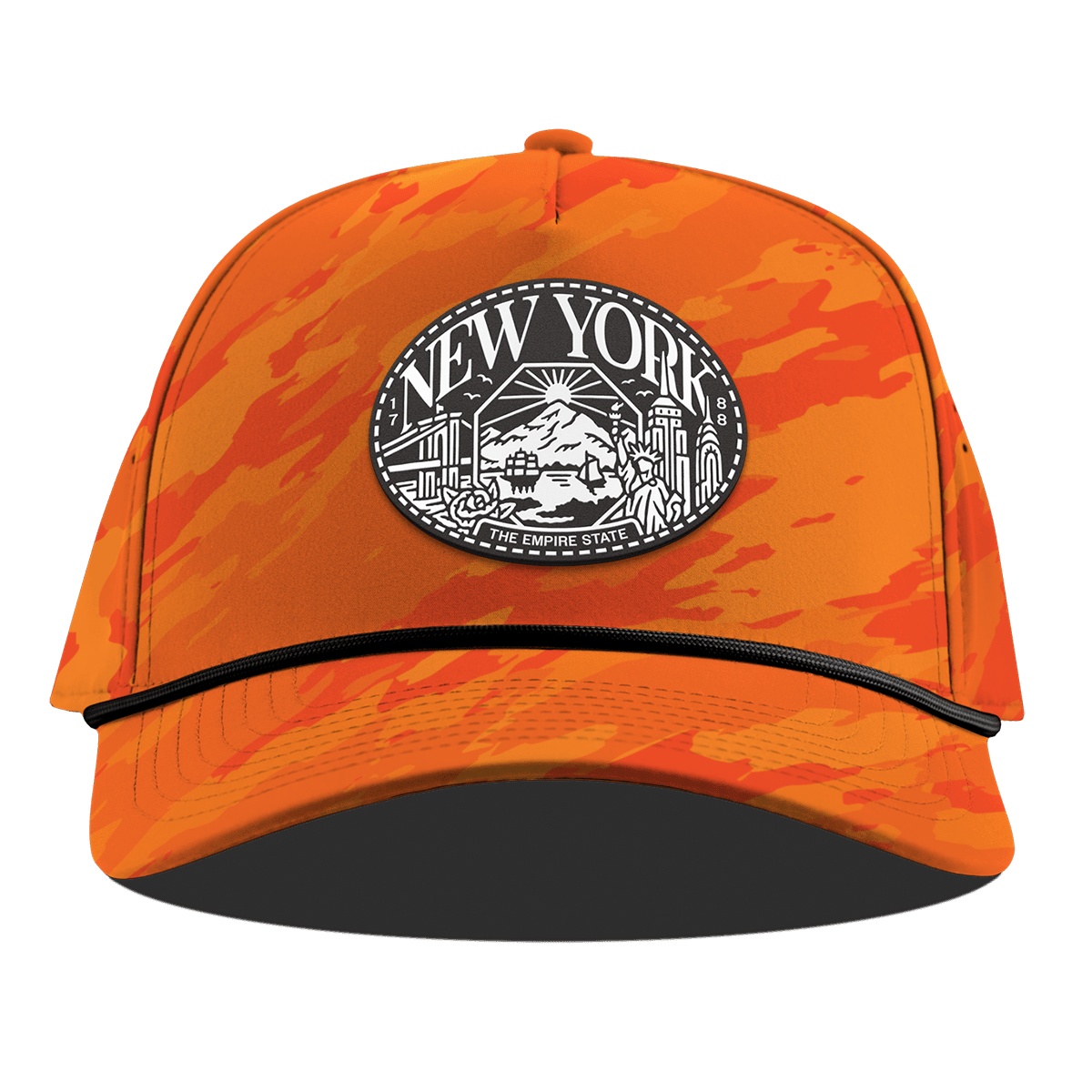 New York Traveler Curved 5 Panel Rope Blaze Orange Camo