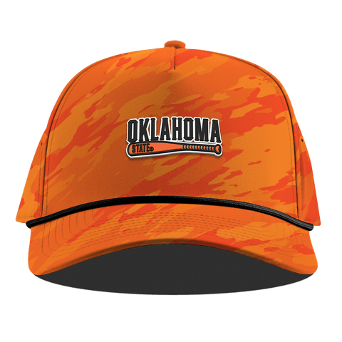 Oklahoma State University "OSU Baseball" Curved 5 Panel Rope Blaze Orange Camo