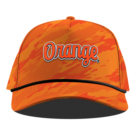 Syracuse University "Orange Throwback Script" Curved 5 Panel Rope Blaze Orange Camo