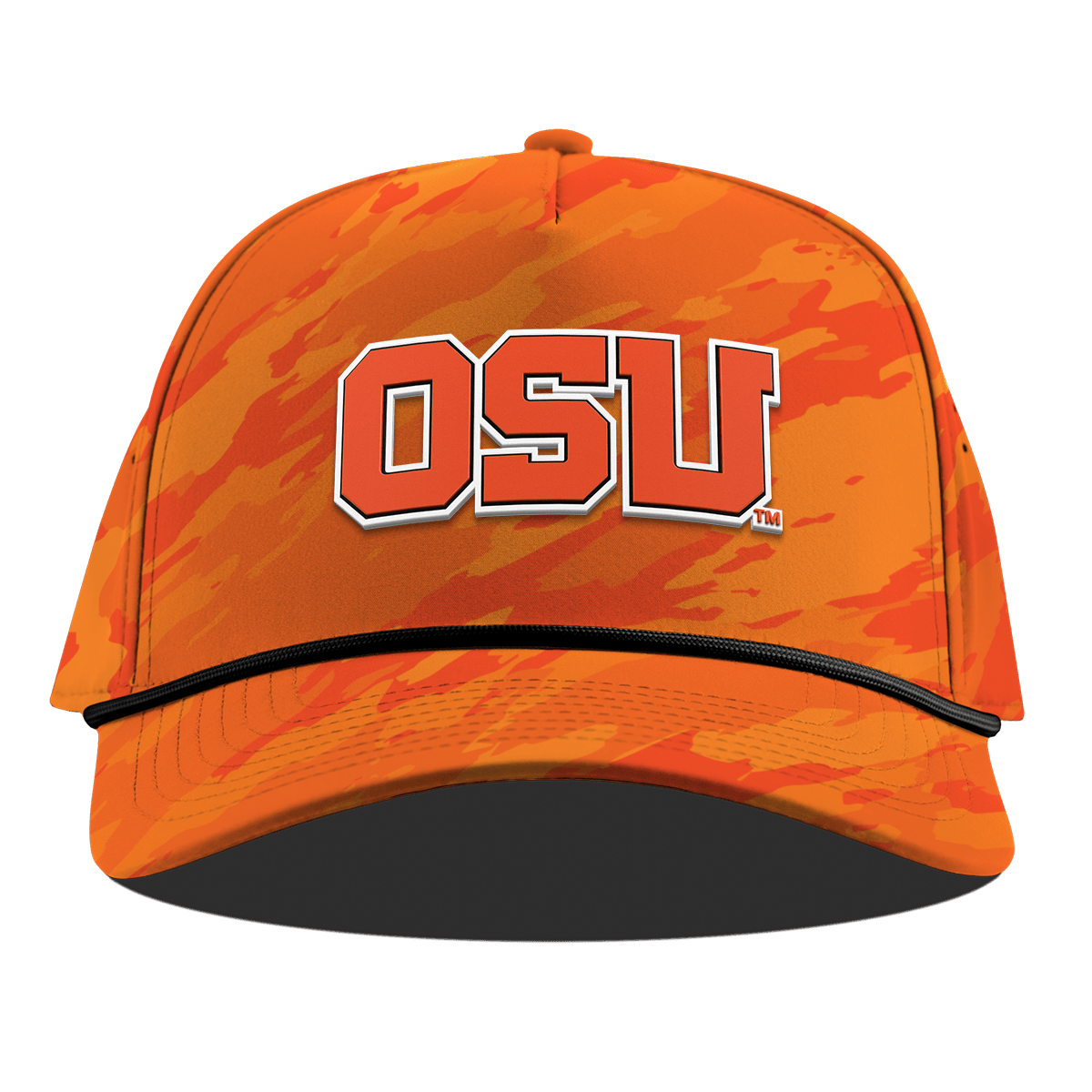 Oregon State University "Oregon State Block" Curved 5 Panel Rope Blaze Orange Camo