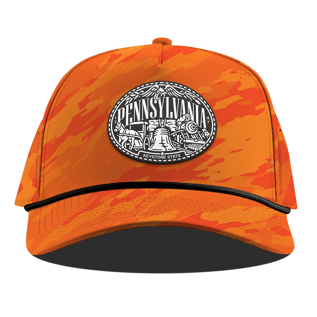 Pennsylvania Traveler Curved 5 Panel Rope Blaze Orange Camo