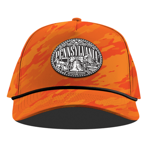 Pennsylvania Traveler Curved 5 Panel Rope Blaze Orange Camo