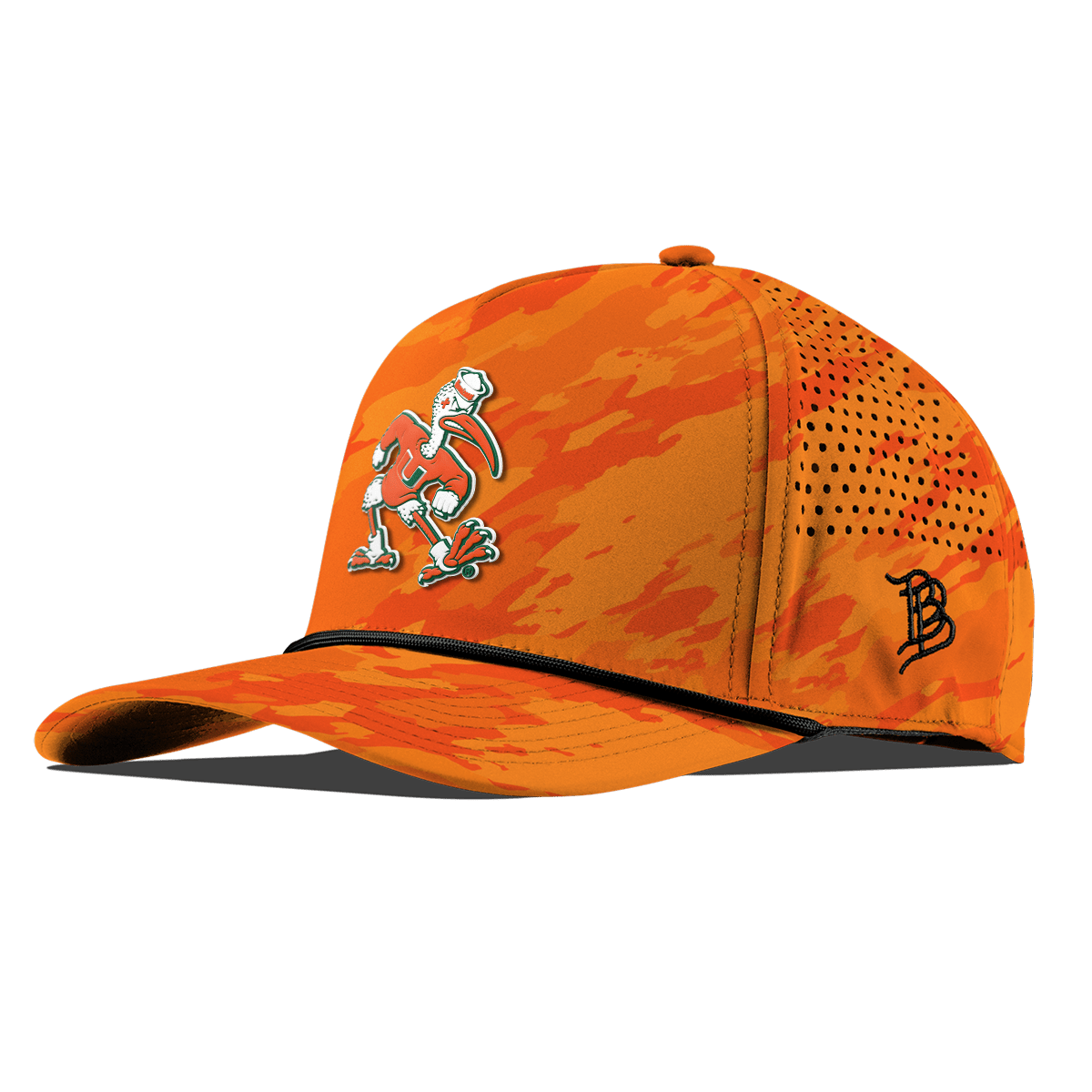 University of Miami "Sebastian the Ibis" Curved 5 Panel Rope Blaze Orange Camo