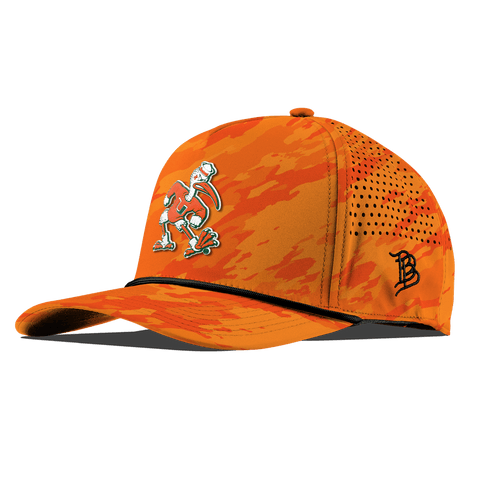 University of Miami "Sebastian the Ibis" Curved 5 Panel Rope Blaze Orange Camo