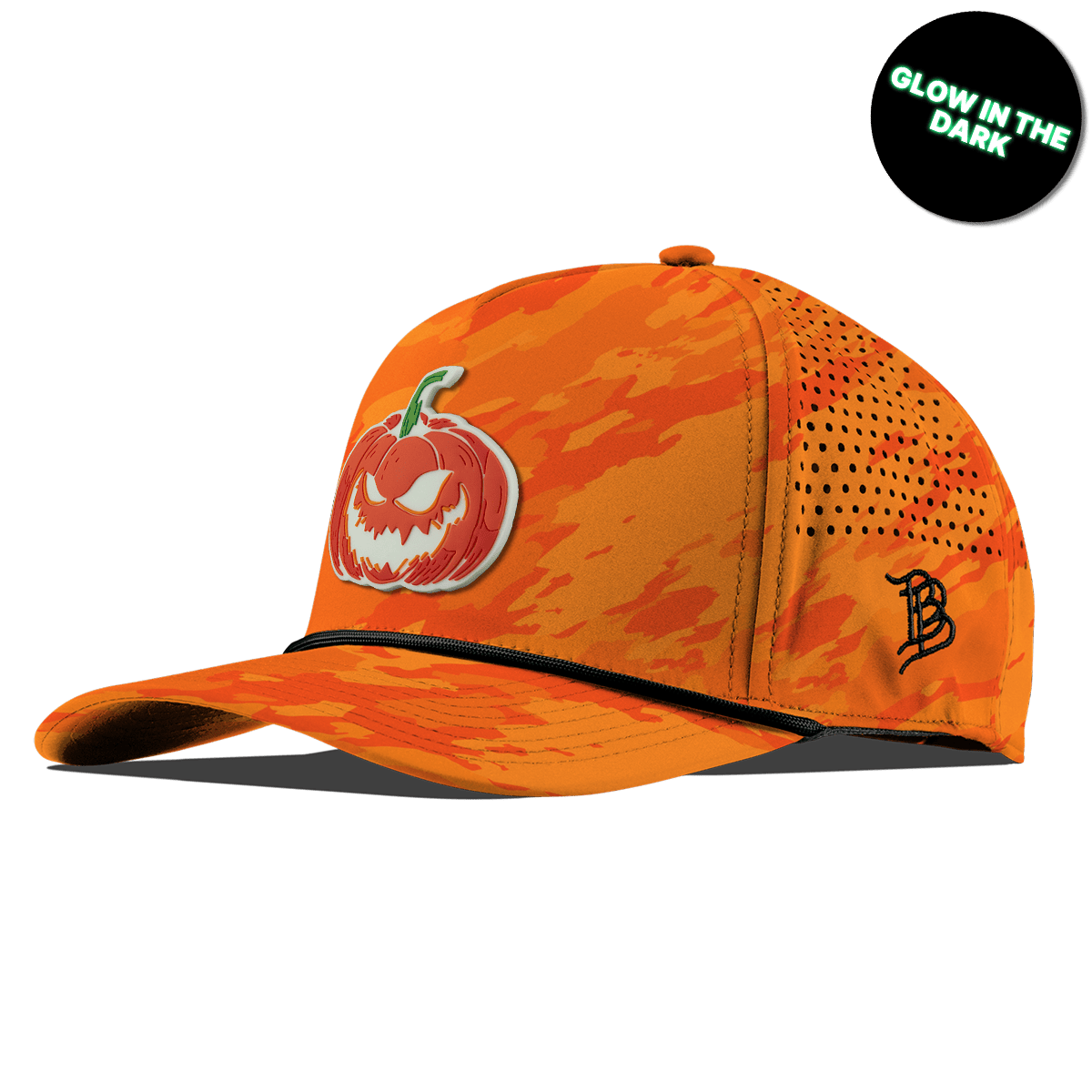 Jack-O-Lantern Glow Curved 5 Panel Rope Blaze Orange Camo