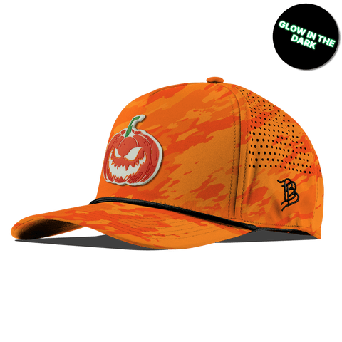 Jack-O-Lantern Glow Curved 5 Panel Rope Blaze Orange Camo