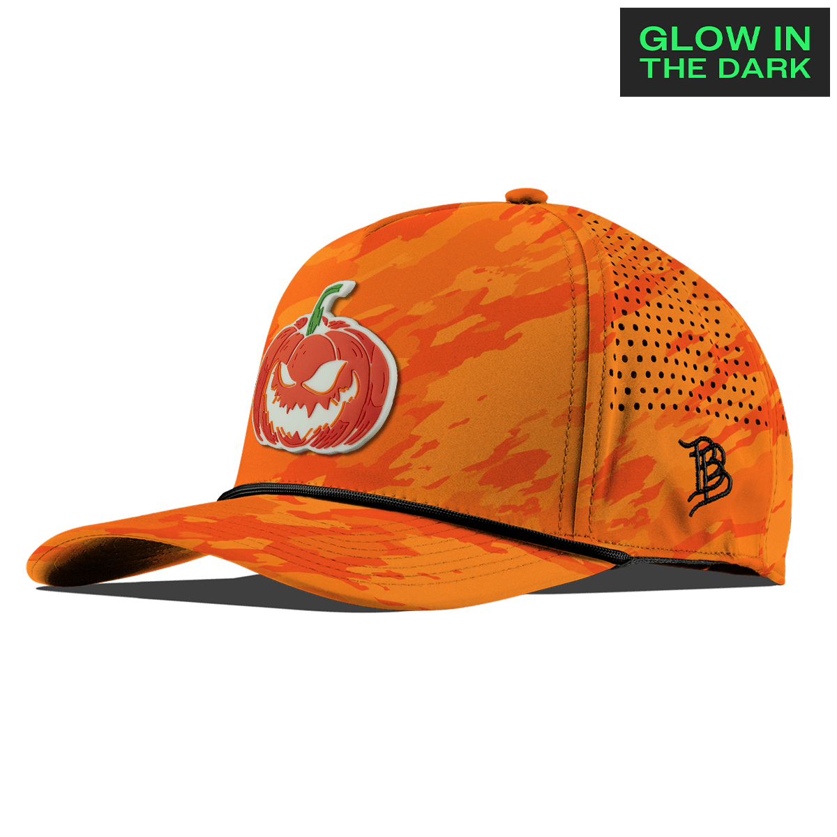 Jack-O-Lantern Glow Curved 5 Panel Rope Blaze Orange Camo