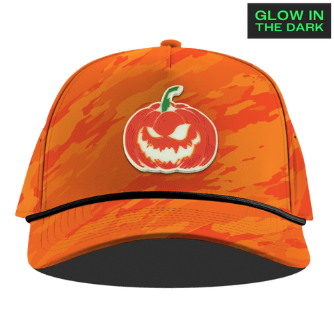 Jack-O-Lantern Glow Curved 5 Panel Rope Blaze Orange Camo