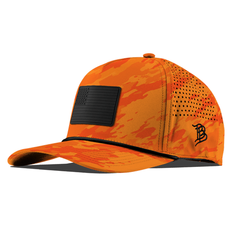 Onyx Old Glory Curved 5 Panel Rope Blaze Orange Camo